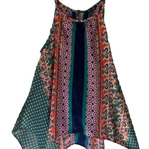 Unique Spectrum Flowy/Geometric  Floral Dress Sleeveless size 3X